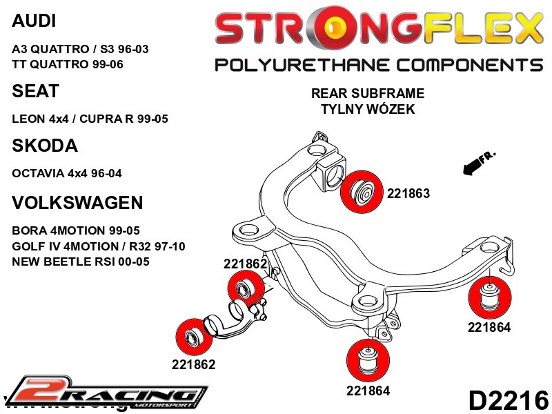Zadní nápravnice silentbloky kit 226242B