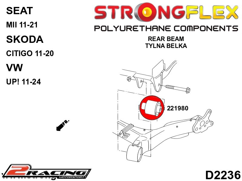 Komplet přední tvrdé silentbloky podvozku 226243B