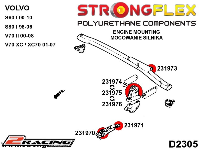 Přední horní držák motoru přední silentblok 231976B