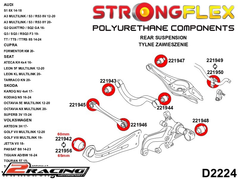 Zadní příčné rameno vnější silentblok Sport 221946A