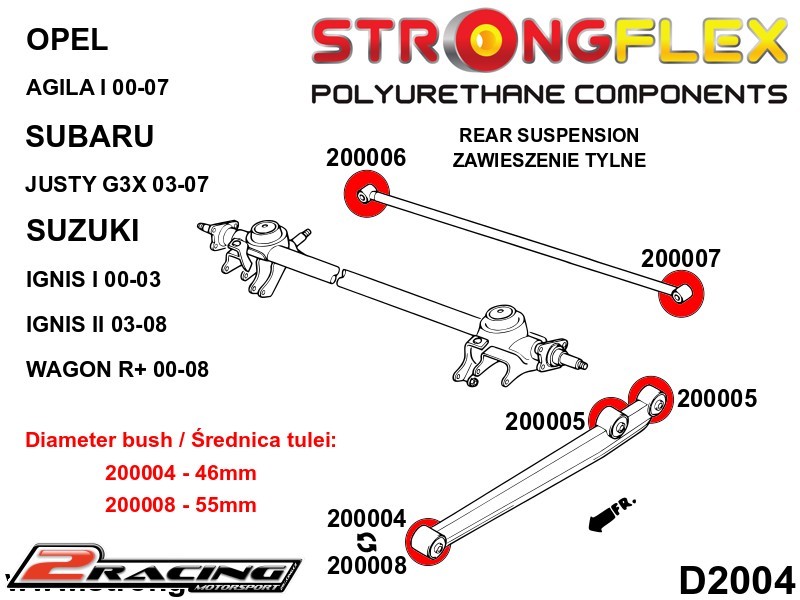 Zadní vlečné rameno přední silentblok 55mm 200008B