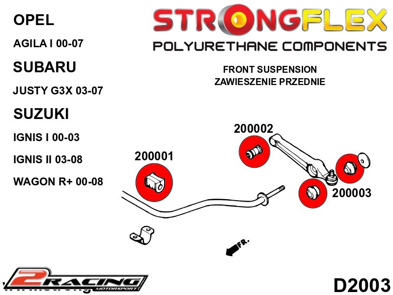 Přední stabilizátor silentblok Sport 200001A