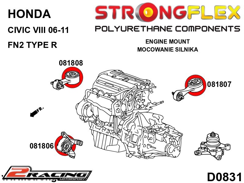 Držák motoru vložka horní silentblok Sport 081808A