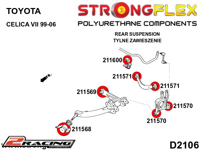 Zadní stabilizátor silentblok Sport 211600A