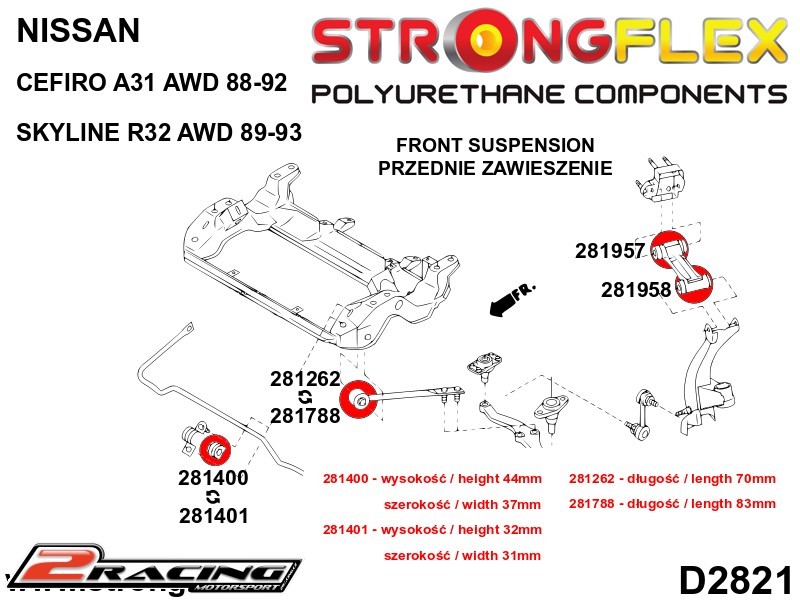 Přední stabilizátor silentblok 281400B