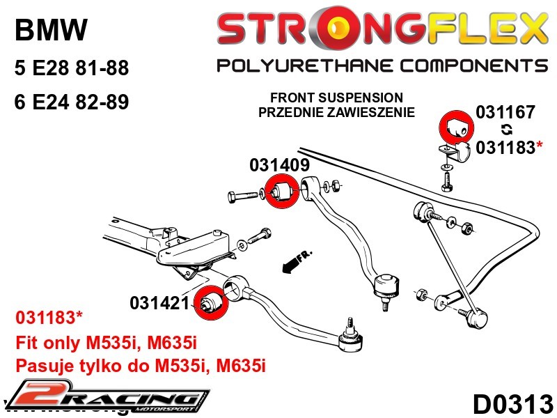 Přední silentbloky kit Sport 036076A