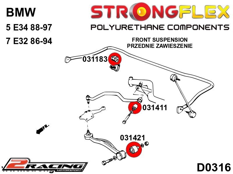 Komplet přední tvrdé silentbloky podvozku Sport 036171A