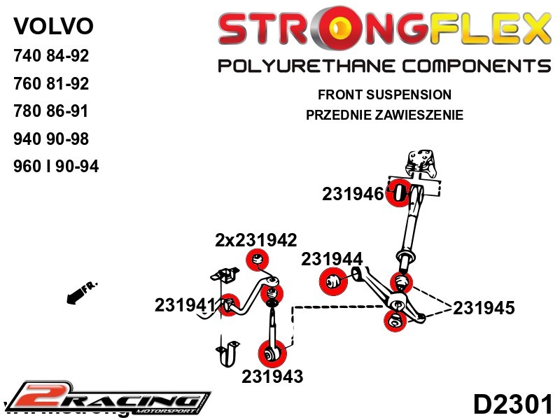 Přední a zadní stabilizátor multilink silentblok Sport 231943A