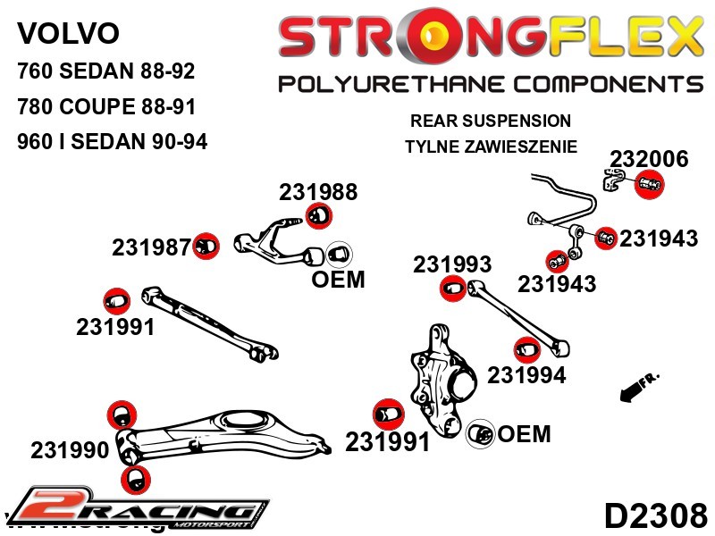 Zadní spodní rameno silentblok Sport 231993A
