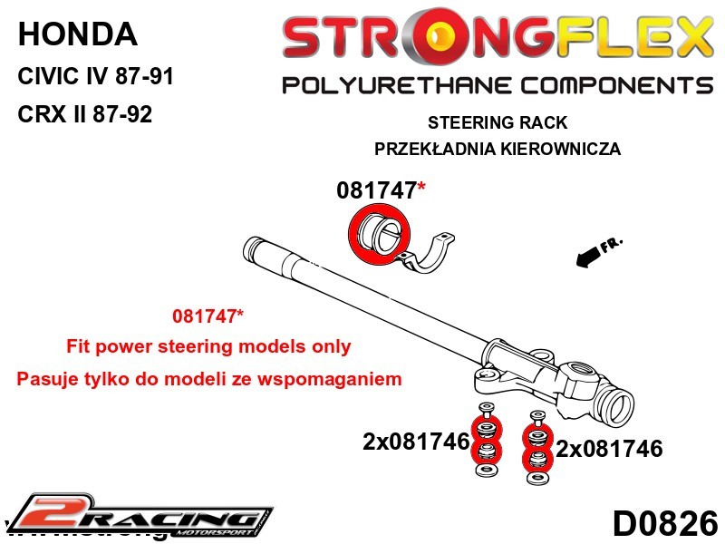 Komplet tvrdé silentbloky hřeben řízení Sport 086200A