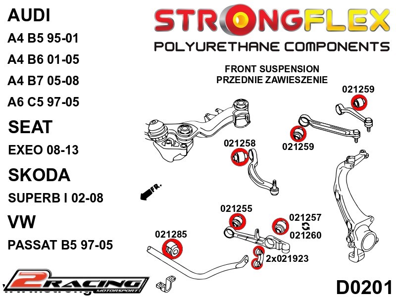 Komplet tvrdé silentbloky podvozku 226209B