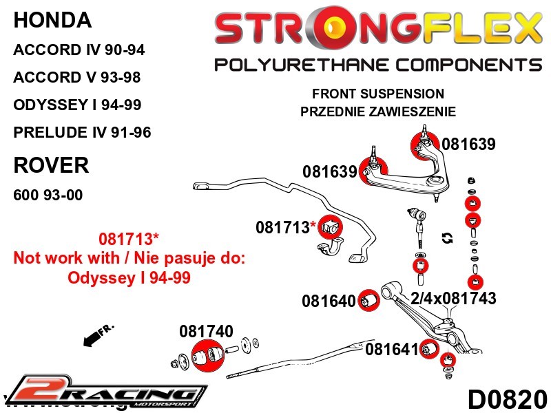 Komplet přední tvrdé silentbloky podvozku Sport 086202A