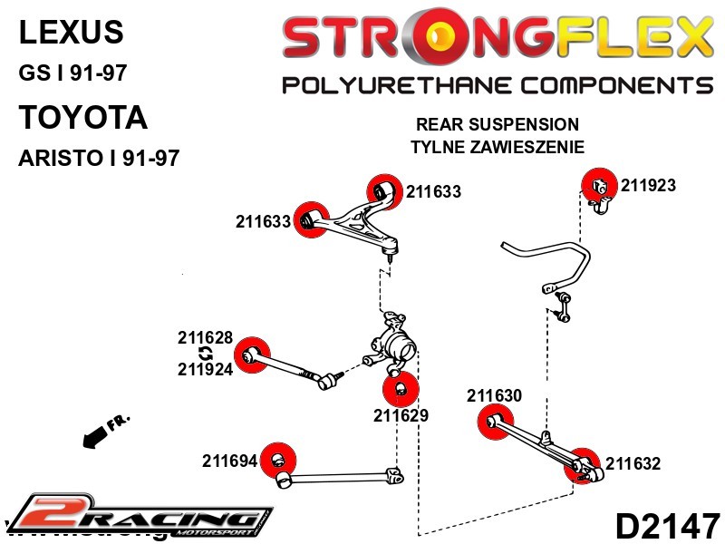 Zadní pomocné rameno přední silentblok 46mm Sport 211694A