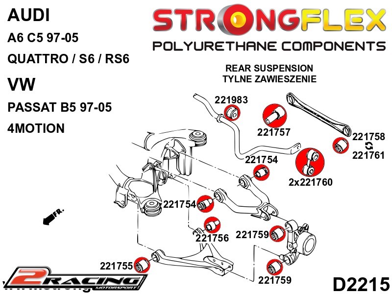 Zadní pomocné rameno vnější silentblok Sport 221758A