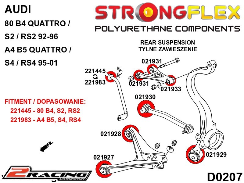 Zadní spodní rameno přední silentblok Sport 021927A